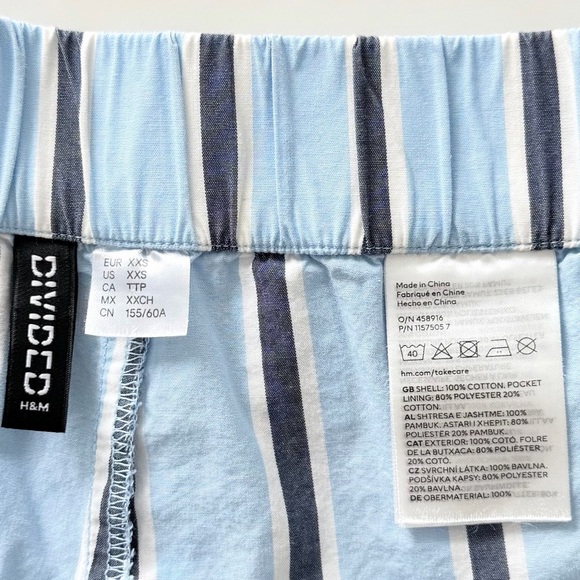 H&M Divided Blue Stripe Shirt and Shorts Set XXS Matching Co-Ord - Picture 15 of 16